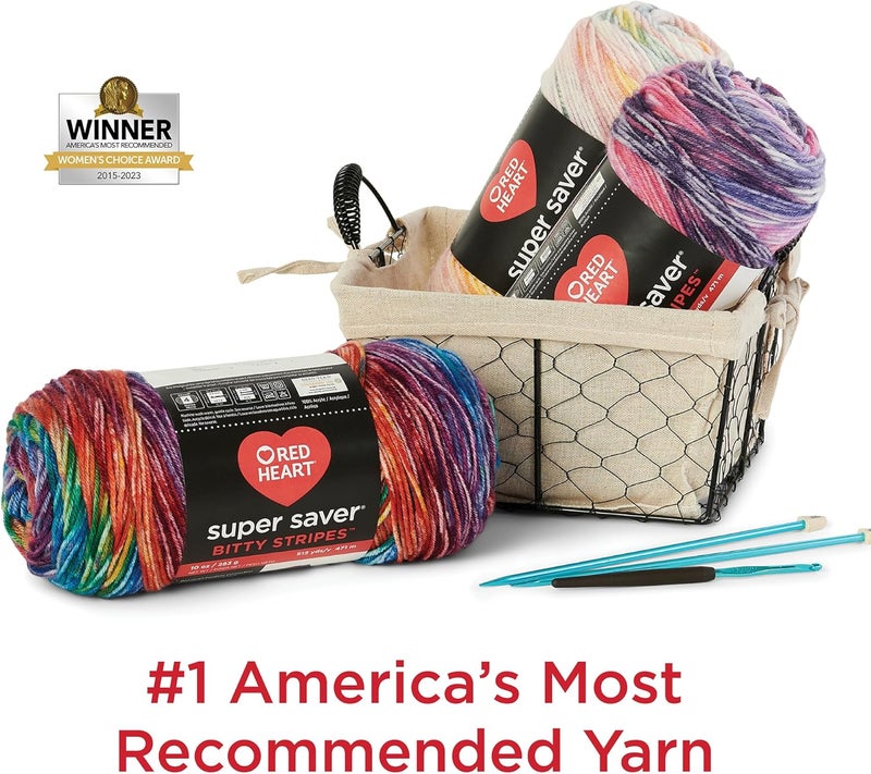 RED HEART Super Saver Bitty Stripes Galaxy Yarn - 2 Pack of 10oz/283g - 100% Acrylic - #4 Worsted (Medium) - 515 Yards - Knitting/Crochet - Image 2
